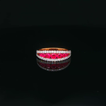 Load image into Gallery viewer, 18ct Rose Gold Ring with Round Cut Ruby & Diamond Gemstones