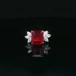 Load image into Gallery viewer, Ruby Cocktail Ring in White Gold Emerald Cut Ruby