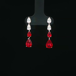 Load image into Gallery viewer, Ruby and Diamond Drop Earrings in White Gold