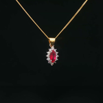 Load image into Gallery viewer, 18ct Yellow Gold Necklace with Marquise Cut Ruby & Diamonds