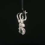 Load image into Gallery viewer, White Gold Dangle Earrings with Oval Green Sapphire & Diamonds