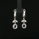 Load image into Gallery viewer, White Gold Dangle Earrings with Oval Green Sapphire & Diamonds