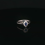 Load image into Gallery viewer, 14ct White Gold Ring with Deep Blue Pear Sapphire & Diamond