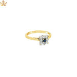 Load image into Gallery viewer, 9ct Gold Ring with Deep Blue Sapphire & Diamonds