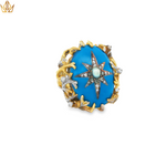 Load image into Gallery viewer, 14ct Gold Ring with Turquoise, Pearl & Diamonds