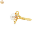 Load image into Gallery viewer, 9ct Gold Cocktail Ring with Round Pearl & Diamond