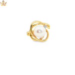 Load image into Gallery viewer, 9ct Gold Cocktail Ring with Round Pearl & Diamond
