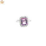 Load image into Gallery viewer, 9ct White Gold Emerald-Cut Amethyst Multistone Ring