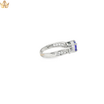Load image into Gallery viewer, 18ct White Gold Ring with Trillion Cut Blue Tanzanite