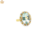 Load image into Gallery viewer, 14ct Gold Cocktail Ring with Oval Aquamarine