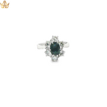 Load image into Gallery viewer, 18ct White Gold Ring With Deep Blue Oval Sapphire & Diamonds