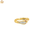 Load image into Gallery viewer, 9ct Gold Snake Ring With Ruby Eyes & CZ Cluster (Birmingham 1989)