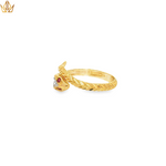 Load image into Gallery viewer, 9ct Gold Snake Ring With Ruby Eyes & CZ Cluster (Birmingham 1989)