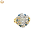 Load image into Gallery viewer, 14ct Gold Cocktail Ring with Diamond and Royal Blue Sapphires