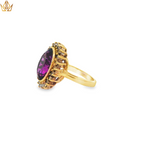 Load image into Gallery viewer, Yellow Gold Cocktail Ring with Oval Amethyst Cabochon