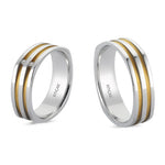 Load image into Gallery viewer, 14ct Two Tone Square Model Pair Gold Wedding Ring