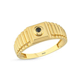 Load image into Gallery viewer, 14ct Siyah Stone Set Gold Men's Ring