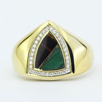 Load image into Gallery viewer, 14ct Yeşil Kahverengi Design Gold Men's Ring