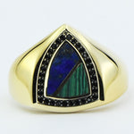 Load image into Gallery viewer, 14ct Mavi Yeşil Design Gold Men's Ring