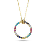 Load image into Gallery viewer, 14ct Multicolour Stone Set Hoop Gold Necklace
