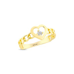 Load image into Gallery viewer, 14ct Heart Detay Stone Set Gold Ring