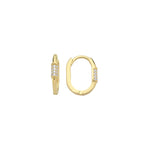 Load image into Gallery viewer, 14ct Stone Set Oval Design Hoop Gold Earrings