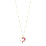 Load image into Gallery viewer, 14ct Rose Enamel Heart Gold Necklace
