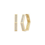 Load image into Gallery viewer, 14ct Stone Set Geometric Gold Earrings