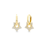 Load image into Gallery viewer, 14ct Yildiz Drop Hoop Gold Earrings