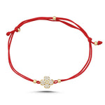 Load image into Gallery viewer, 14ct Stone Set Luck Clover Gold Cord Bracelet