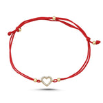 Load image into Gallery viewer, 14ct Stone Set Mini Heart Gold Cord Bracelet