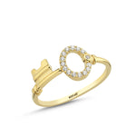 Load image into Gallery viewer, 14ct Stone Set Anahtar Design Gold Ring