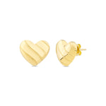 Load image into Gallery viewer, 14ct Striped Heart Design Gold Earrings