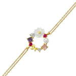 Load image into Gallery viewer, 14ct Purple Stone Set Flower Design Gold Bracelet
