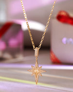 Load image into Gallery viewer, 14ct Stone Set Design North Star Gold Pendant (Chain Not Included)