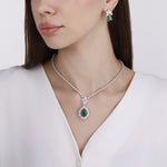 Load image into Gallery viewer, 16.02 Karat Emerald Diamond Halo Necklace
