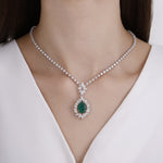 Load image into Gallery viewer, 16.02 Karat Emerald Diamond Halo Necklace