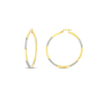 Load image into Gallery viewer, 14ct Two-Tone Sparkling Design Hoop Gold Earrings