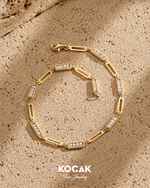 Load image into Gallery viewer, 14ct Stone Set Design Gold Bracelet