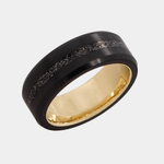 Load image into Gallery viewer, Black Diamond - Men’s Ring 8mm - Authentic Muonionalausta Meteorite Inlay With Sleeve - ARES - Elysium Black Diamond