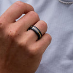 Load image into Gallery viewer, Black Diamond - Men’s Ring 7mm - 24k Yellow Gold Inlay - ARES - Elysium Black Diamond