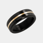 Load image into Gallery viewer, Black Diamond - Men’s Ring 7mm - 24k Yellow Gold Inlay - ARES - Elysium Black Diamond
