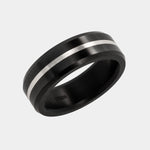 Load image into Gallery viewer, Black Diamond - Men’s Ring 7mm - Platinum Inlay - ARES - Elysium Black Diamond