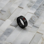 Load image into Gallery viewer, Black Diamond - Men’s Ring 8mm - Red Diamond Inset - ARES - Elysium Black Diamond