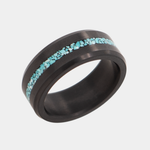 Load image into Gallery viewer, Black Diamond - Men’s Ring 8mm - Authentic Turquoise Stone Inlay - ARES - Elysium Black Diamond