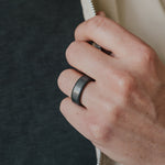 Load image into Gallery viewer, Black Diamond - Men’s Ring 8mm - Celtic Laser Engraved Pattern - KRATOS - Elysium Black Diamond