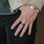 Load image into Gallery viewer, Black Diamond - Men’s Ring 8mm - Blue Diamond Inset - ARES - Elysium Black Diamond