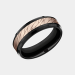 Load image into Gallery viewer, Men's Wedding Band | The Dino | Black Titanium with 14K Rose Gold | Elysium