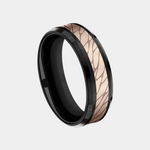 Load image into Gallery viewer, Men's Wedding Band | The Dino | Black Titanium with 14K Rose Gold | Elysium