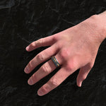 Load image into Gallery viewer, Black Diamond - Men’s Ring 8mm - THE ORION - Dual Inlay With Sleeve - Elysium Black Diamond